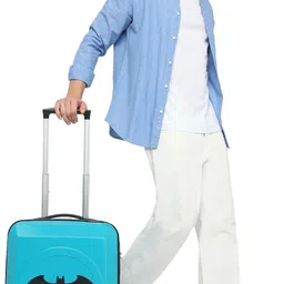 yayavar Small Cabin Suitcase (55 cm) 4 Wheels - BATMAN OFFICIAL MERCHANDISE TROLLEY WITH PREMIUM MOULDED BAT LOGO - Teal image 5