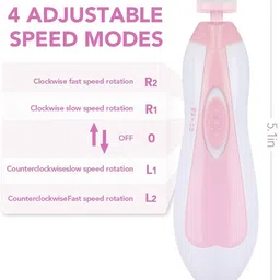 skyunion Electric Baby Nail Trimmer with 6 Grinding Heads Safe for Newborn Baby ( PINK image 2