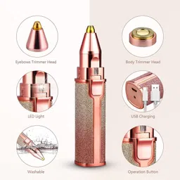 QueryZen 2-In-1 Rechargeable Eyebrow Trimmer, Epilator For Women,Face,Lips,Nose Hair Remover Trimmer Cordless Epilator image 4