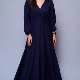 diyaz Women Maxi Dark Blue Full Length Dress-picture-33