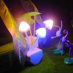 looksgood Mushroom light ,automatic color changing light ,Sensor light,Multi Color Led Sensor Flower Night Lamp for bedroom ,Auto turn on/off technology ( Pack of 3 ) Night Lamp image 2