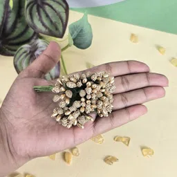 satyam kraft Artificial Pollen Flowers for Hair Accessories(12 Bunch of 12 Pollen Each) Gold Poinsettia Artificial Flower image 4