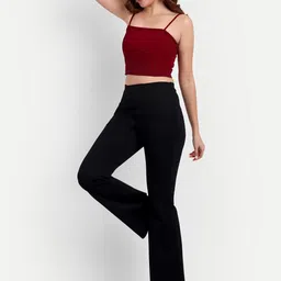 next one Women Flared Black Lycra Blend Trousers image 5