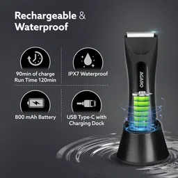 AGARO Grand Body Trimmer, For Beard, Body Shaving, 6 Length Settings, Ceramic Blades Grooming Kit 60 min Runtime 6 Length Settings image 5