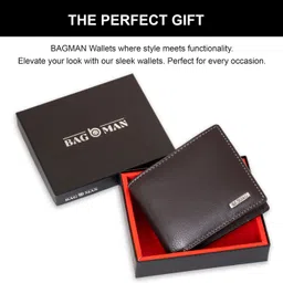 bagman Men Casual Brown Genuine Leather RFID Wallet image 4