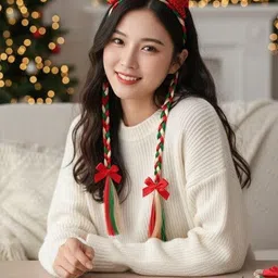 Santa Sparkle Braided Christmas Headband for Kids Girls Christmas Gift Head Band-image-2