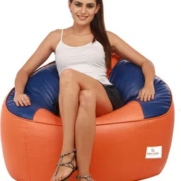 star XXXL Muddha Orange and Royal Blue Filled with Beans Teardrop Bean BagWith Bean Filling image 2