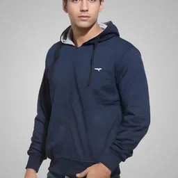 reya Men Full Sleeve Solid Hooded Sweatshirt image 3
