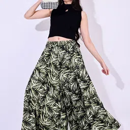 scube designs Women Flared Green Viscose Rayon Trousers image 5