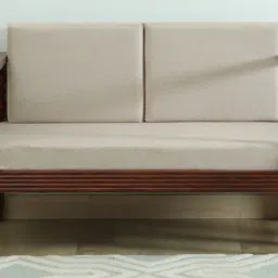 amberville from pepperfry Clarion Sheesham Wood 2 Seater Sofa In Beige Colour image 1