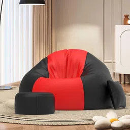 comfybean 4XL Premium, Designer - Twilight Couch With Free Cushion and Puffy-Red-Black Teardrop Bean Bag With Bean Filling-picture-25