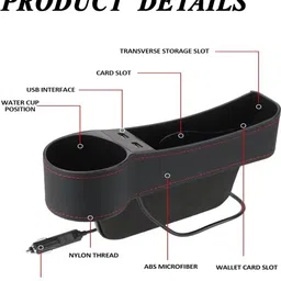 maties Universal Black Side Seat Organizer For Vehicle-1 Car Side Seat Catcher image 5
