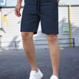 torontocn Solid Men Dark Blue Cargo Shorts-picture-14