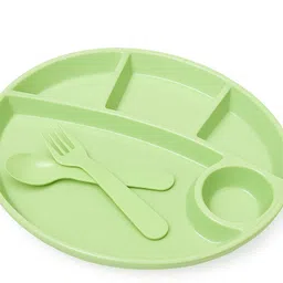 Kids Divided Plate with Spoon & Fork | 4 Compartments - Plastic-image-56