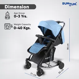 bumtum Baby Stroller/Pram For 0 to 3Yrs. Adjustable Backrest Reversible Handlebar Stroller image 3