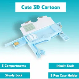 citycart Pencil box F SPACEMAN ASTRONAUT THEME MULTI LAYER MULTIPLE BUTTONS PLASTIC COMPASS BOX Art Plastic Pencil Box image 4