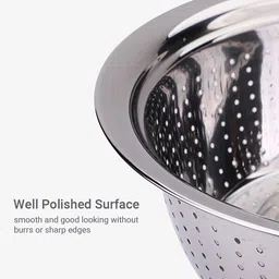 bhajanshree Stainless Steel Kitchen Fruit Vegetable Rice Washing Baskets (Silver Pack of 1) Strainer image 2