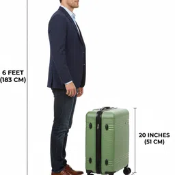 navrangi fashion Small Check-in Suitcase (20 inch) 4 Wheels - Priority 20 Inch Lightweight ABS Hard Shell Cabin Size Travel Trolley Bag - Green image 5