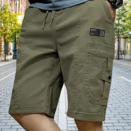 pitzz Solid Men Green Cargo Shorts-picture-19