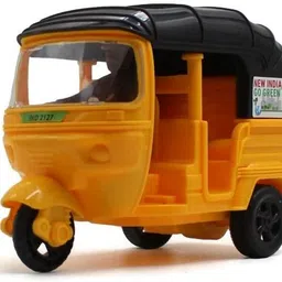 neoinsta shopping Medium size friction powered plastic auto rickshaw toy yellow for kids-picture-34