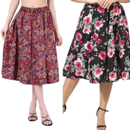 manat diva Women Printed A-line Multicolor Skirt image 1