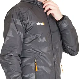 nomKLER Nomkler full sleeve soli men's fancy black color printed windcheater Solid Men Wind Cheater image 2