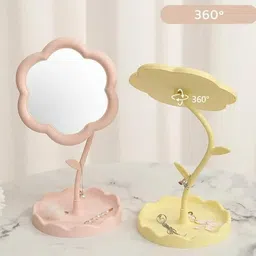 gauzyhouse Makeup Mirror with Tray-Table Vanity Mirror Cute Flower-Shaped Mirror BIG SIZE image 4