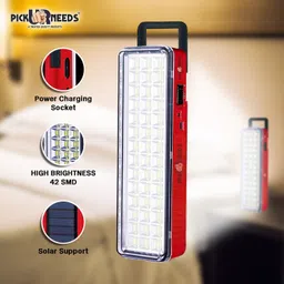 daily needs shop Solar Rechargeable 42 SMD Extra Bright LED With AC / DC / Solar Charging 7 hrs Lantern Emergency Light image 3