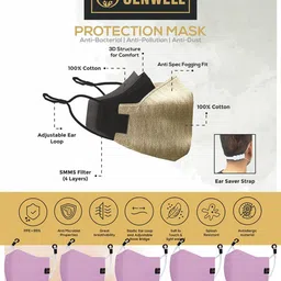 cenwell 5 Pc Kids Cotton 3D Face Mask 6 Layer Reusable for Boys Girls STUDENTS Reusable, Washable Cloth Mask With Melt Blown Fabric Layer image 4