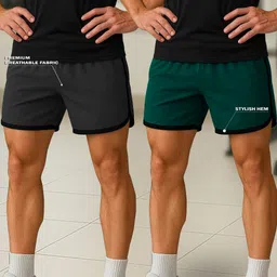 culish trend Pack of 2 Solid Men Grey Sports Shorts-picture-16