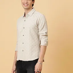 kotty Men Regular Fit Self Design Spread Collar Casual Shirt image 2
