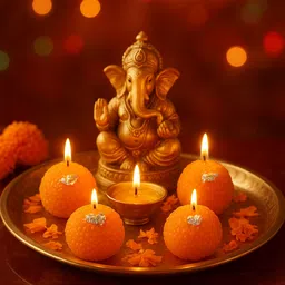 kuk ku Decorative Laddu Shape Candle | Handmade | Premium Wax Candle-picture-42