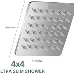 mfs 4 * 4 inch Steel Straight Ultra Slim High Pressure Rainfall Shower Fixed Mount image 1