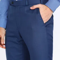 park avenue Men Slim Fit Blue Polyester Trousers image 5