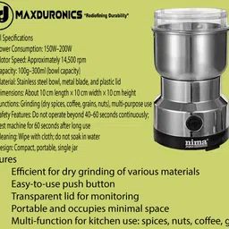maxduronics NM-8300 150 W Mixer Grinder image 5