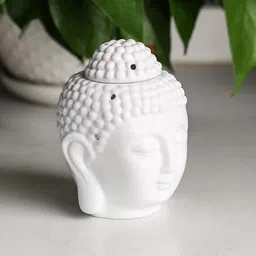 PEEPRESION Ceramic Electric Buddha Head Diffuser With 1 Lemongrass Scented Oil (10Ml Each) Home, Office, Spa, Hotel, Temple Diffuser image 2