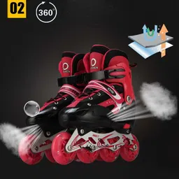 authfort Adjustable All Pure PU Wheels it has Aluminum-Alloy which is Strong with LED Flash Light on Wheels In-line Skates - Size 5-8 UK (Multicolor) In-line Skates - Size Wed May 08 00:00:00 IST 2019 UK image 3