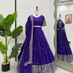 phinix enterprise Embroidered Semi Stitched Lehenga Choli image 3