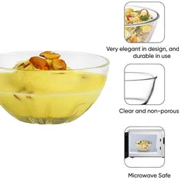 aanami Glass Dessert Bowl 150ML Transparent Katori, Glass Serving Bowls, Round Toughened image 4