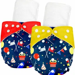 bumtum Baby Cloth Diaper With 1 Insert | Washable ,Birthday Red + Birthday Yellow-picture-14