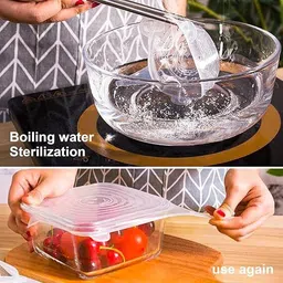 dikpulgroup Microwave Safe Silicone Stretch Lids Reusable Flexible Covers 7.5 inch Lid Set, Pack of 1 image 4