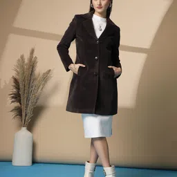Tweed Solid Coat For Women-image-59