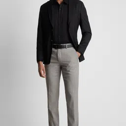 peter england Men Slim Fit Grey Polycotton Trousers image 5