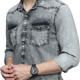 cazzba Men Regular Fit Solid Cut Away Collar Casual Shirt image 5