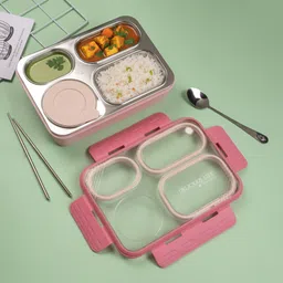 myneemoe 4-Compartment Stainless Steel Lunch Box | BPA-Free & Spill-Proof Tiffin 4 Containers Lunch Box image 5