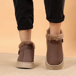 cassiey Comfortable Indoor/Outdoor Winter Fur Snow Boot |Womens Slip on Thick Sole Shoes Casuals For Women image 5