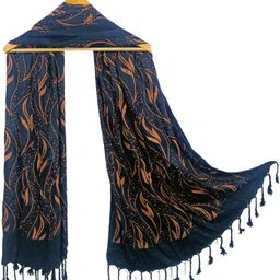 ogs Graphic Print, Floral Print, Printed Rayon Women Black Scarf, Stole, Fancy Scarf image 2