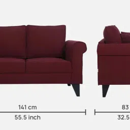 woodsworth from pepperfry Fuego Fabric 2 Seater Sofa In Garnet Red Colour image 2