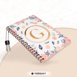 jhingalala Wiro Diary With Initial Letter G Floral Design Spiral Notebook With Dangler A5 Notebook Ruled 160 Pages image 2