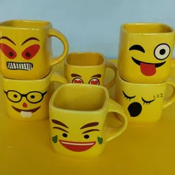 love unlimited LOVE SMILEY SCQURE SIX PIC -03 125 ml multicolor Tea/Milk/Coffees (Set of 6) Ceramic Coffee Mug-picture-26